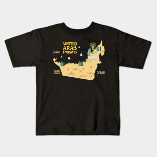 United Arab Emirates Illustrated Map Kids T-Shirt